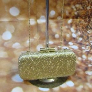 J BLUES Gold Studded Chain Strap Evening Clutch